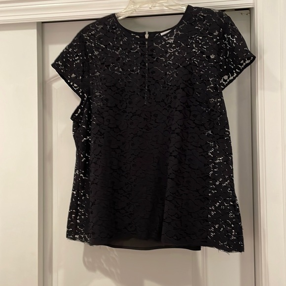 Liz, Clayborne, top, back zipper, black lace with camisole, cotton blend, XL - Picture 4 of 8